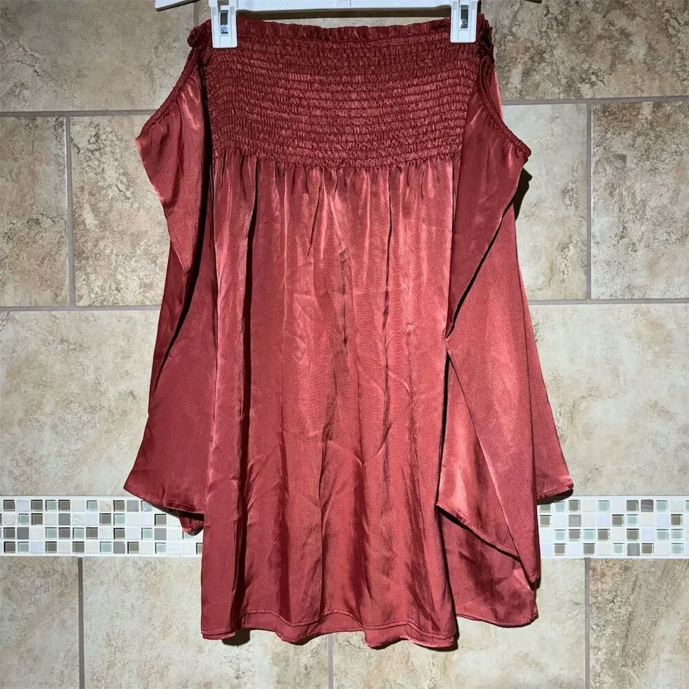 Show Me Your Mumu Ashley Smocked Off-Shoulder Rust Blouse Size M Casual Top - Picture 3 of 5